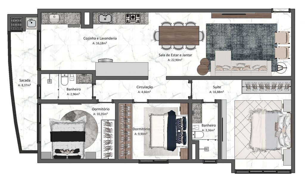 Apartamento Atlanta 3 dormitórios 
